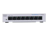 Cisco Business 110 Series 110-8PP-D - Commutateur - non géré - 4 x 10/100/1000 (PoE) + 4 x 10/100/1000 - de bureau, Montable sur rack, fixation murale - PoE (32 W) - Tension CC CBS110-8PP-D-EU