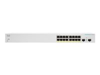 Cisco Business 220 Series CBS220-16P-2G - Commutateur - intelligent - 16 x 10/100/1000 (PoE+) + 2 x Gigabit SFP (liaison montante) - Montable sur rack - PoE+ (130 W) CBS220-16P-2G-EU