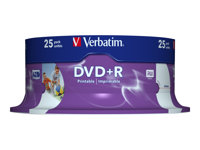 Verbatim - 25 x DVD+R - 4.7 Go 16x - surface imprimable photo large - spindle 43539